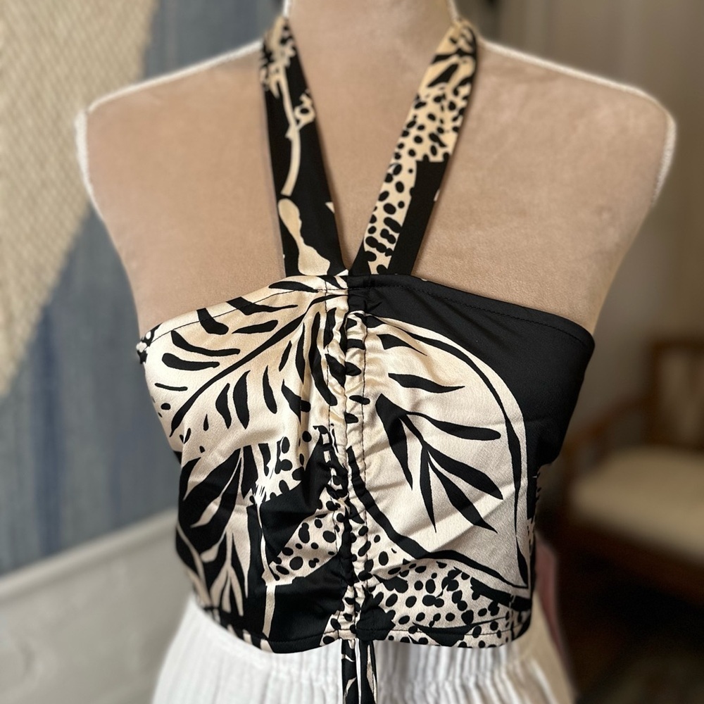 Future Collective Alani Noelle Black Animal Print Bandeau Crop Top - Picture 7 of 16